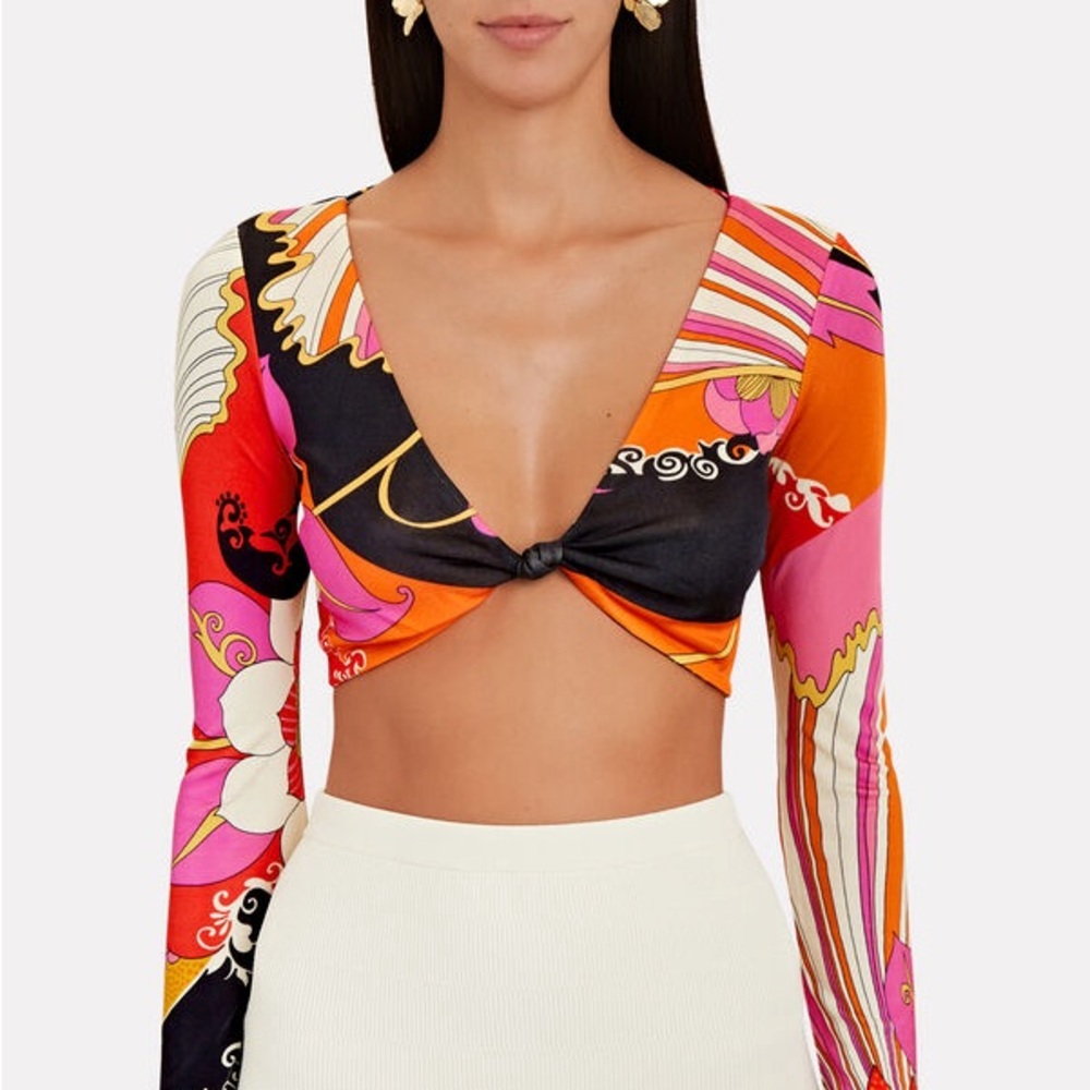 Ronny Kobo Printed Crop Top
